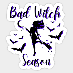 Bad Witch Season Bats Purple Sticker